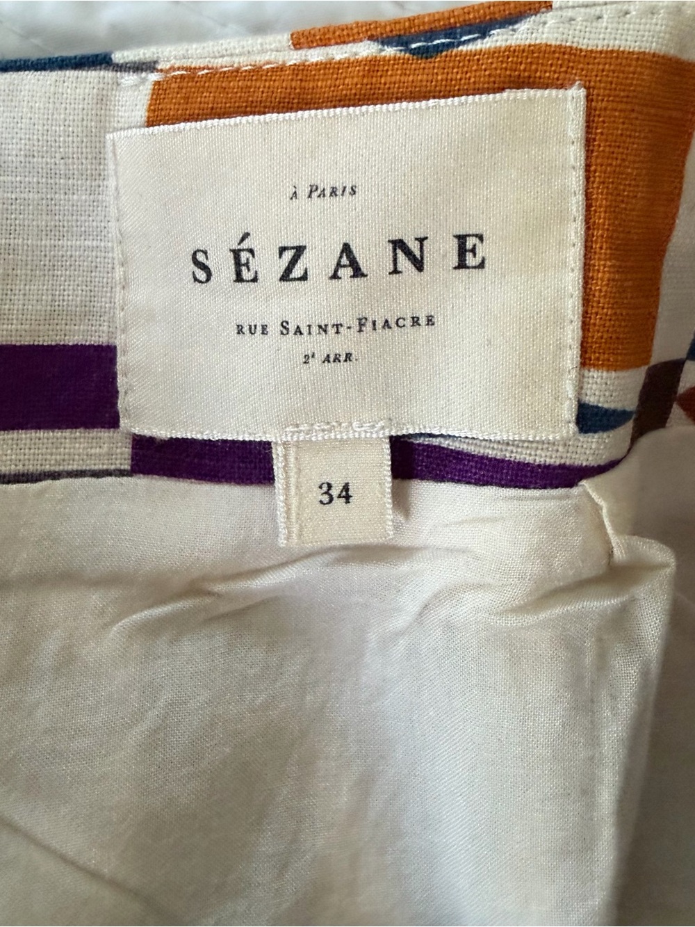 Sezane Geometric Plaid Mini Skirt in Navy, Mustard, Rust & Cream - Picture 5 of 8